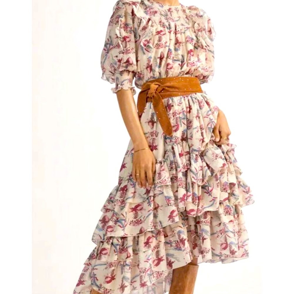 Anthropologie Magali Pascal puff-sleeved midi dress